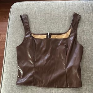 Brown faux leather tank